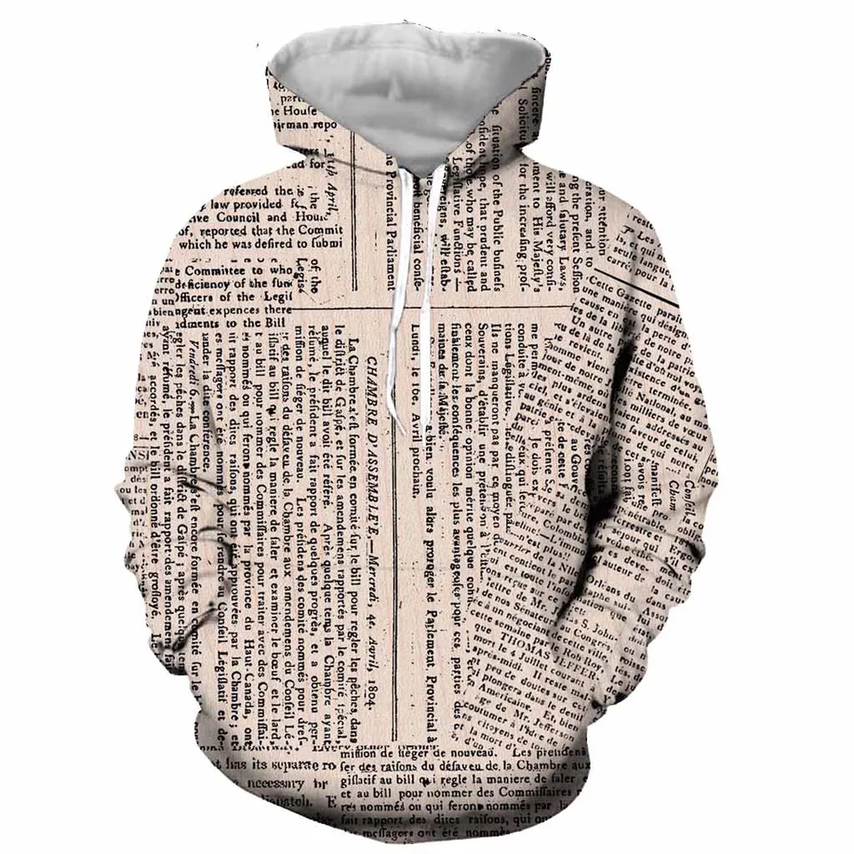 newspaper print hoodie