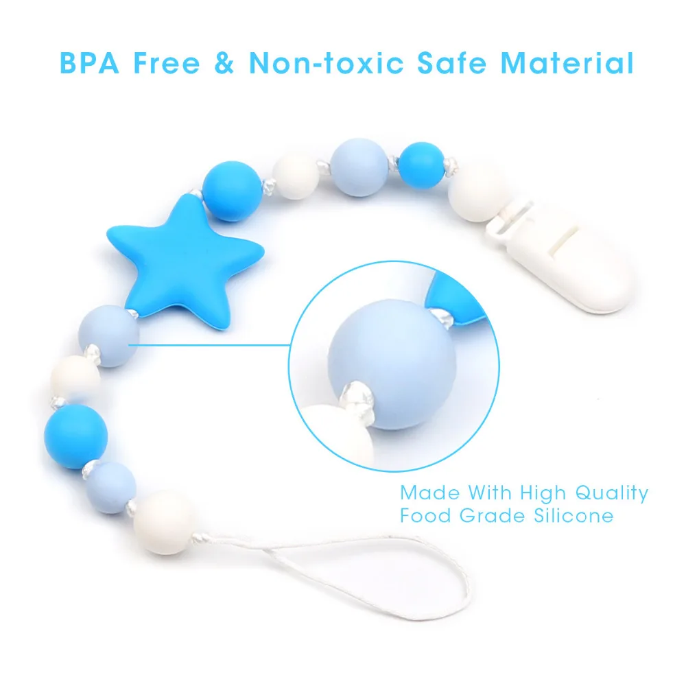 TYRY.HU Pacifier Chain Clips Silicone Beads Pacifier Holder Accessory For Nipples Baby Chew Toys Silicone Teething Holder