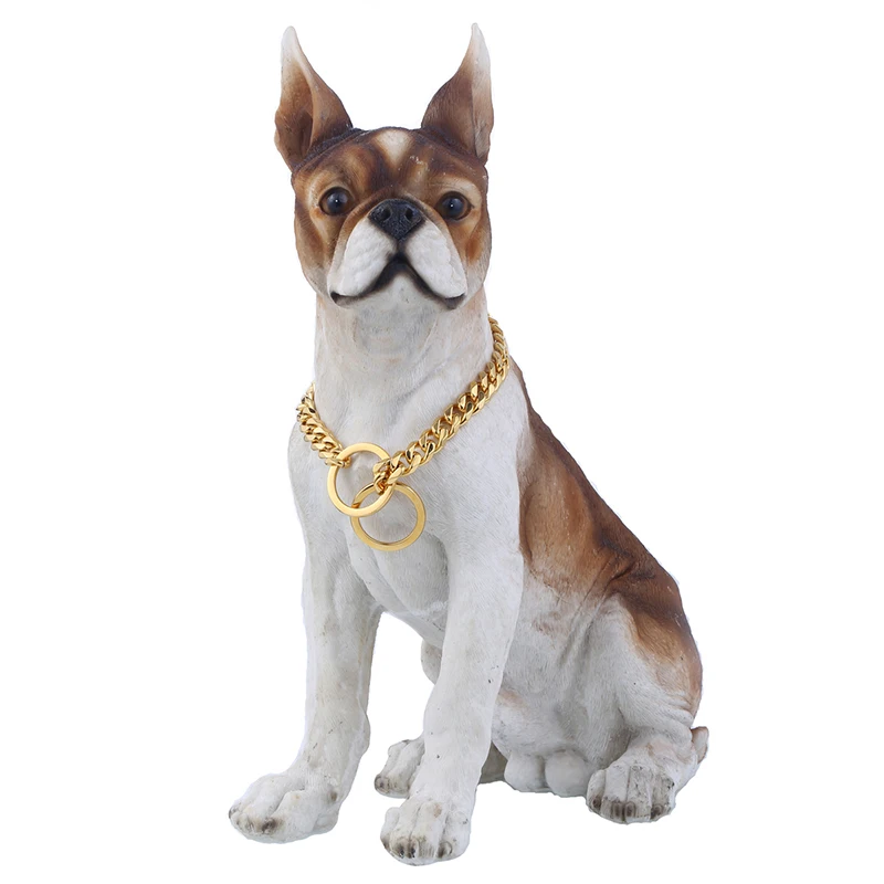 

Training Choker Collar For Pet Puppy Dog Chain 316L Stainless Steel Gold Cut Curb Cuban Link Customize Length 18inch 11mm DC05