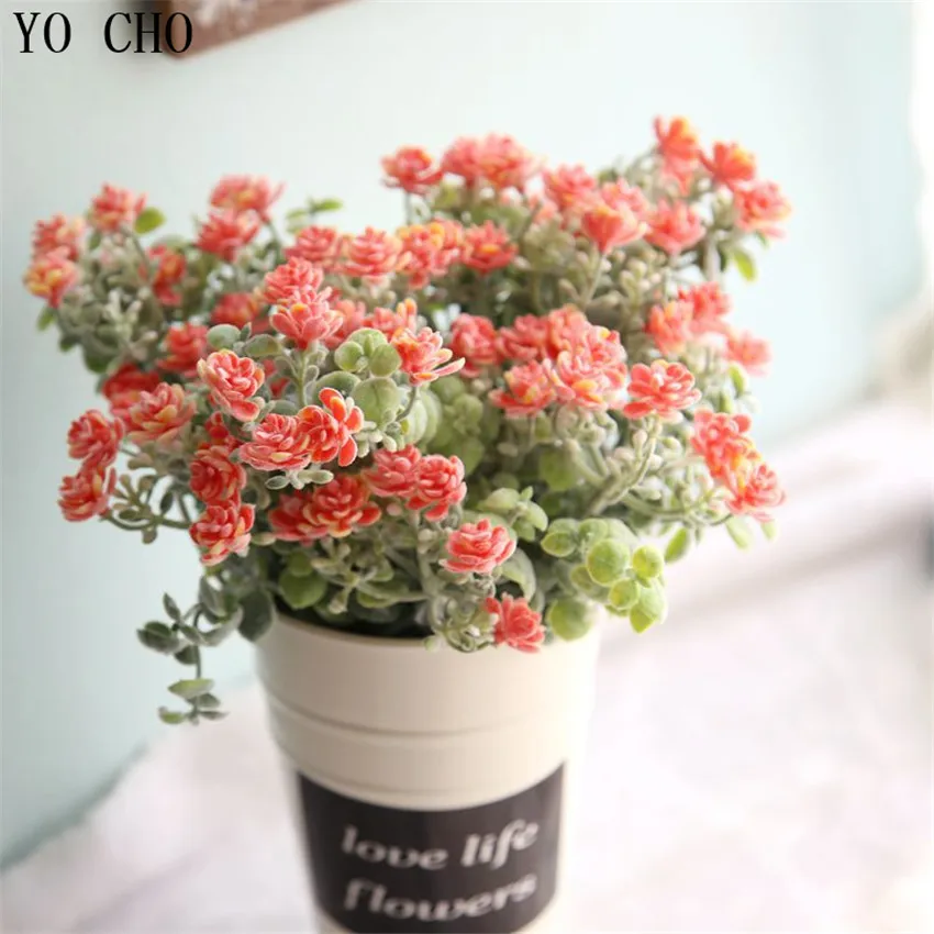 

YO CHO Flocked Fake Simulation Millan Camellia Artificial Flowers DIY Home Bridal Wedding Bouquet Garden Office Study Decorative