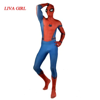 

Liva girl Red Spider Homecoming Cosplay Costume Clothing Kids Adlut Halloween Party Spider Zentai Bodysuit Mask Jumpsuits