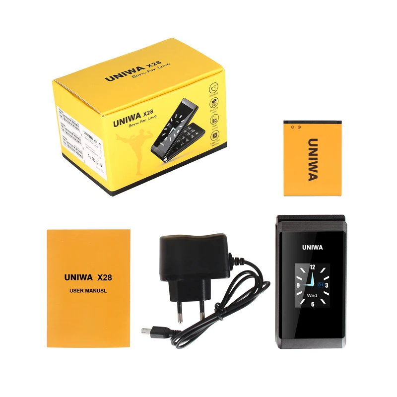 UNIWA X28 X18 2 8 дюймов телефон раскладушка двойной Экран слот для sim карты 2G старший