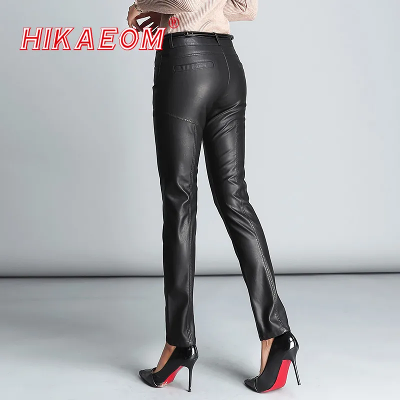 Economici Di Cuoio DELL UNITÀ di elaborazione di Alta Pantaloni A Vita Sexy Delle Donne Hip Moda Autunno Inverno Pantaloni Della Matita Legging Jegging Pantaloni Donne Pantalon Femme 2018