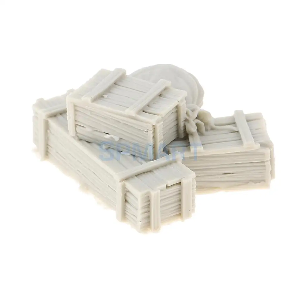 MagiDeal Unpainted Resin 1/35 Resin Soldier Scenario Accessories Set Ammunition Boxes & Bags Full Set Landscape Scene Toys