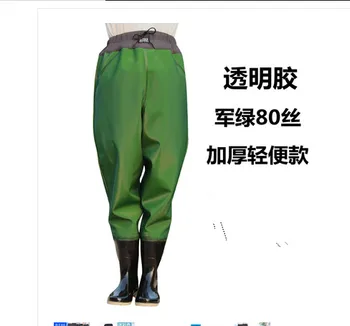 2018 hot sale new breathable half body wading pants camo waterproof PVC men women fishing waders boots shoes jumpsuit trousers
