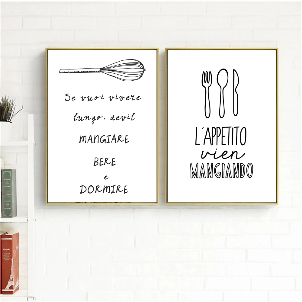 

Modern Print Black White Wall Art Kawaii Hippie Cooking Quotes Poster Nordic Kitchen Wall Art Home Decor Canvas Painting