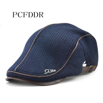 

PCFDDR Men's warm Beret knitted recreational duck tongue cap in autumn and winter.