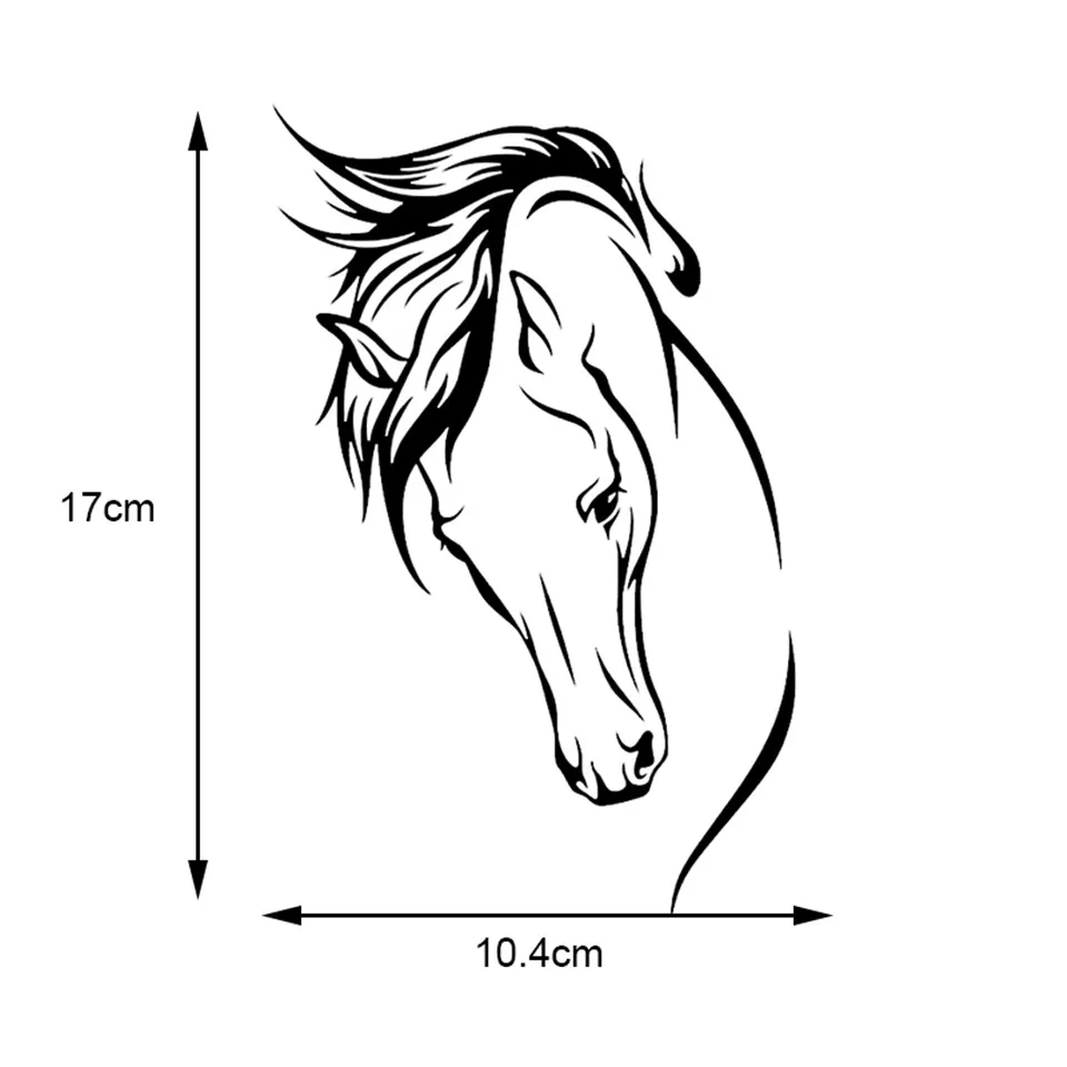10.4cm17cm Animal Horse Head Car Accessories Vinyl Car Sticker BlackSilverLaser (1)