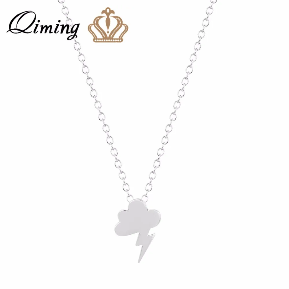 

QIMING 2016 Vintage Gold Silver Cute Storm Little Cloud Lightning Choker Necklace for Women Pendant Necklace Jewelry