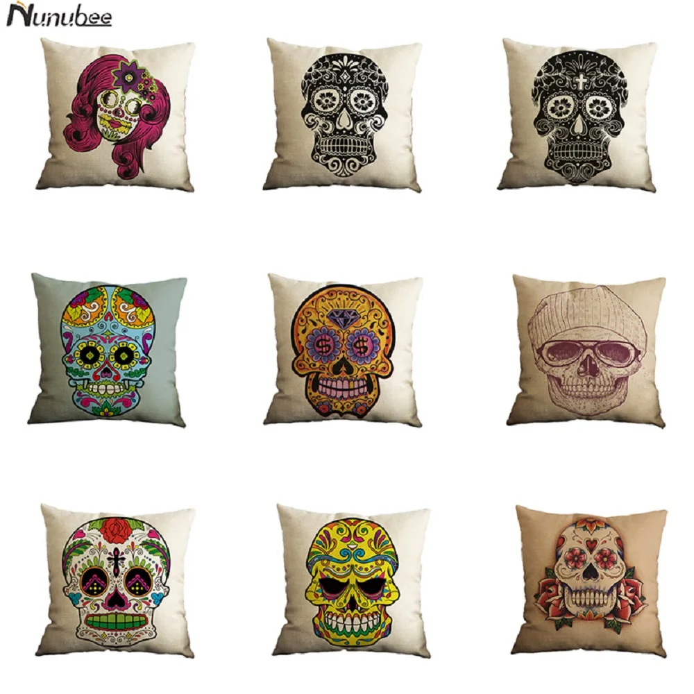 Nunubee شخصية الجمجمة نمط الحديثة القطن و الكتان الأزياء عالية الجودة متعددة الوظائف مكتب المنزل أريكة المخدة Nunubee شخصية الجمجمة نمط الحديثة القطن و الكتان الأزياء عالية الجودة متعددة الوظائف مكتب المنزل أريكة المخدة