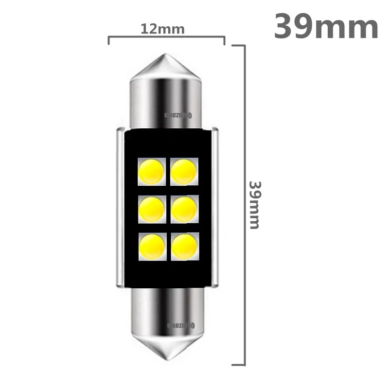 10 шт. 31 мм 36 мм 39 мм 41 мм супер яркий 3535 фишек светодиодный фестон лампа C5W автомобильный купольный светильник Canbus без ошибок авто Интерьер лампа для чтения - Испускаемый цвет: 39mm  White