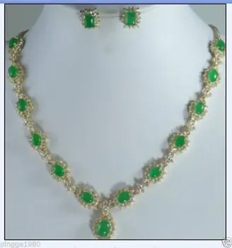 

Hot sale Free Shipping>>Beautiful Tibet green stone Necklace & Earring