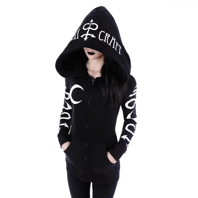 

Women Punk Gothic Witch Cosplay Hoody Vampire Hooded hoodies Coats Halloween Party Club sweatshirt Clothing moletom feminino