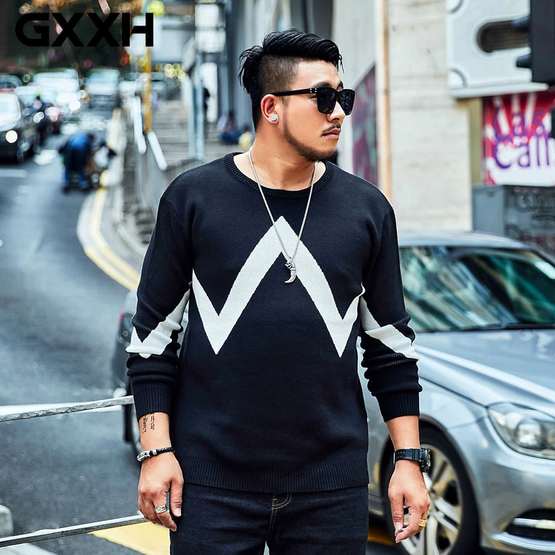 Plus Size GXXH Mens Sweater Oversize Pullover Extra Big Men's Knitted ...