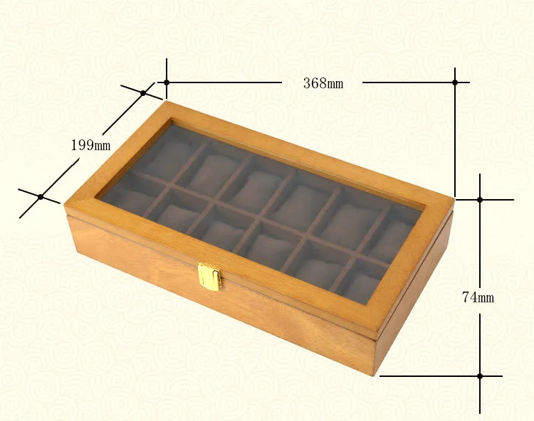12 слотов деревянные коробки для часов чехол механический органайзер для часов со стеклянным окном ювелирные изделия коробки для хранения подарков