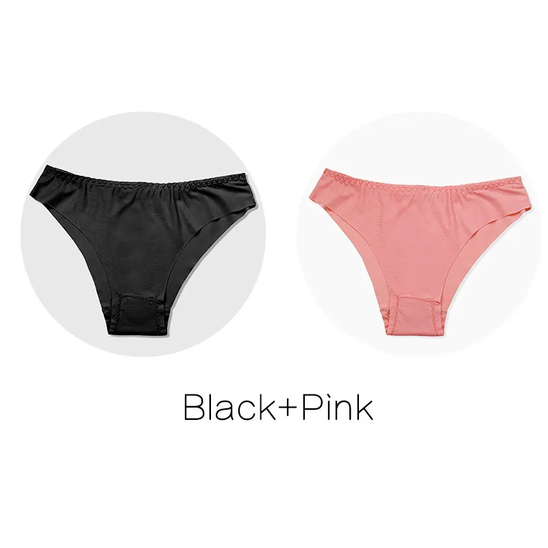 Black-Pink M L XL трусы большого размера удобные трусы с низкой посадкой бесшовные трусики сексуальные трусы с низкой посадкой для женщин модные дамские Большие размеры комплект нижнего белья - Цвет: Black-Pink