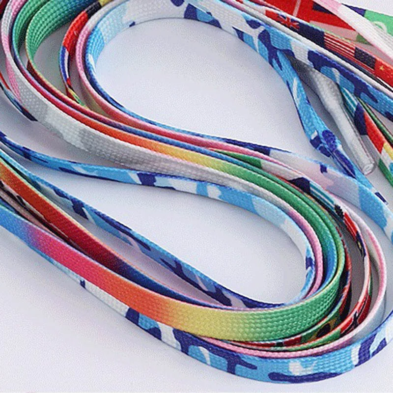 1 Pair New Fashion Lace Printing Rainbow Flat Gradient Men Women Sports Canvas Shoe Colorful Rice Laces Color Gradient Shoelaces 1 Pair New Fashion Lace Printing Rainbow Flat Gradient Men Women Sports Canvas Shoe Colorful Rice Laces Color Gradient Shoelaces