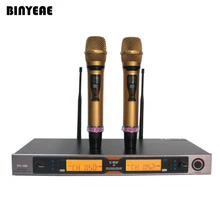 BINEAE PG-368 двухканальный динамический Professional 2 Ручной беспроводной микрофон для домашнего кинотеатра караоке музыка системы золото металл