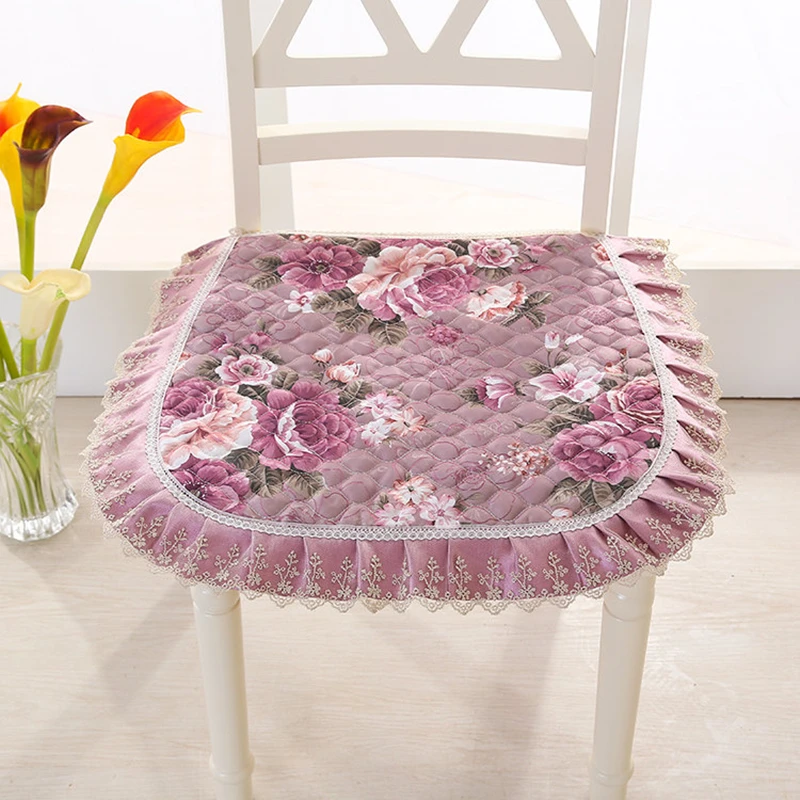 

European Style Luxury Dining Chair Cloth Seat Cushion Chair Cushion Mat With Lace Embroidery Summer Thin Home Decorative Cushion
