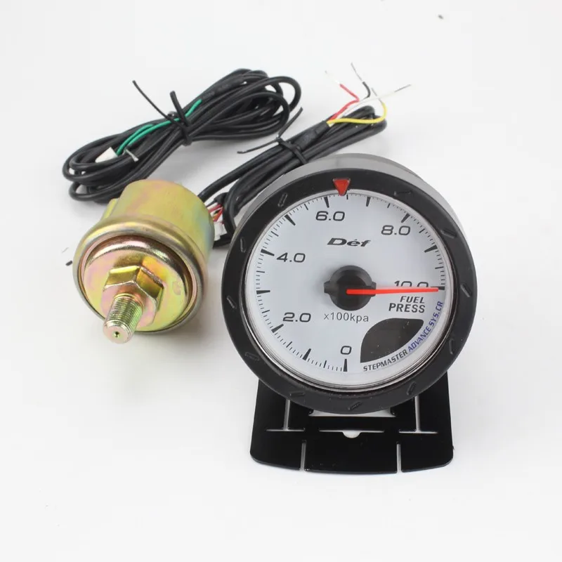 New Universal Black Shell 60mm Fuel Pressure Tester 01000 KPA LED