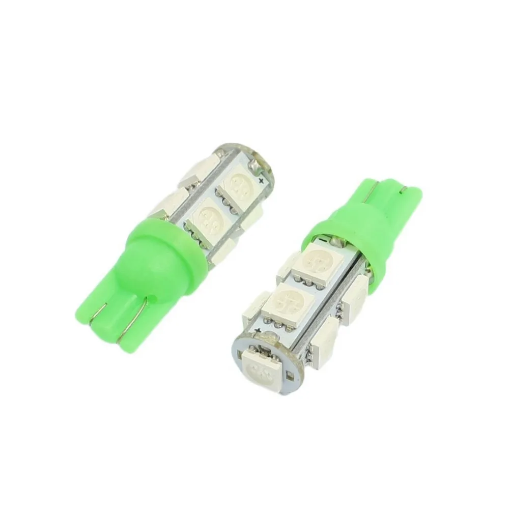 

2 Pcs T10 9SMD 5050 SMD Car Bulbs Lamp Green Light 194 168 LED Wedge Car Light