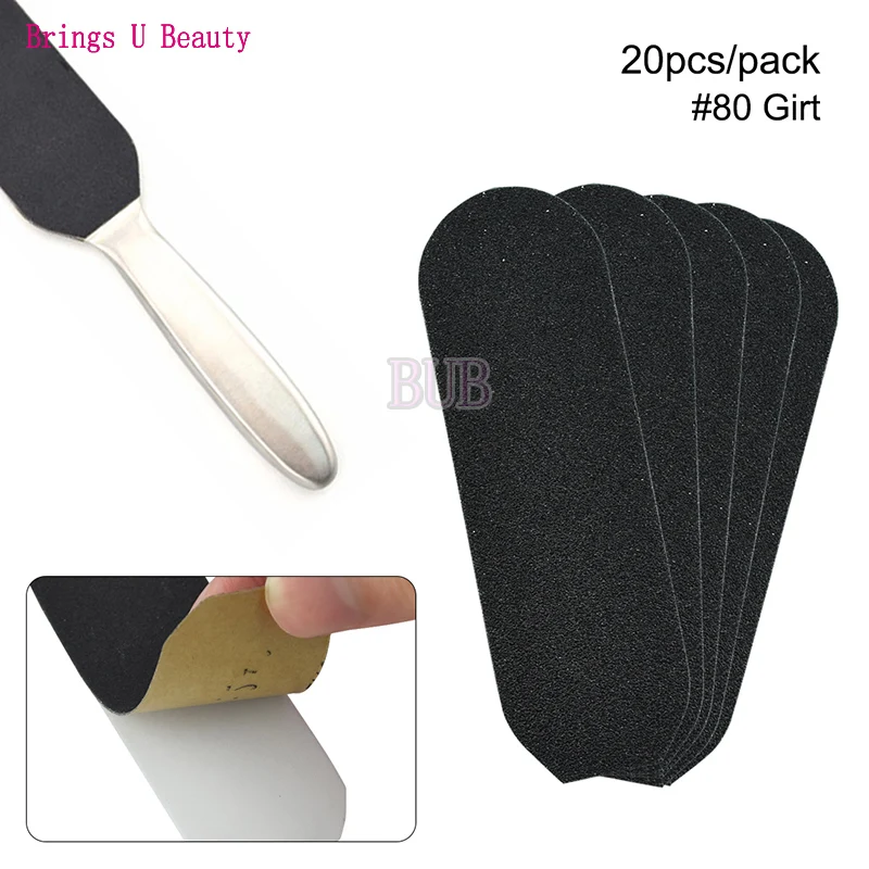 

20pcs/pack #80 Coarse Grit Sanding Cloth Pedicure Feet Care Refill Replacement for 21cm Stainless Metal Handle Files Foot Rasp