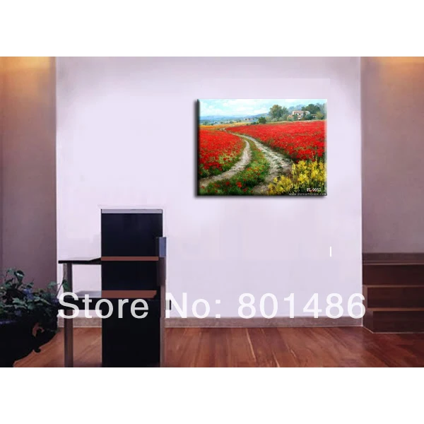Tuscan пейзаж нож красный цветочные картины настенный домашний декор, произведение искусства на холсте для гостиной Декор для комнат и офисов