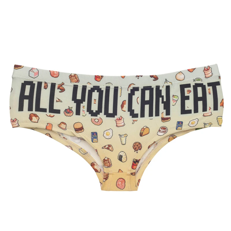 Sexy Worlds ALL YOU CAN EAT Ice-cream Hot Female Lingerie Thongs Briefs Print Underwear For Women Cute Panties For Lady - Цвет: 34987