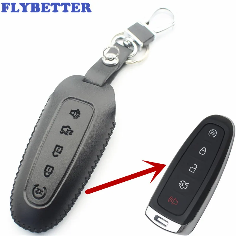 Чехол для смарт ключей flybeat из натуральной кожи с 5 кнопками Ford Edge/Explorer/Escape/Flex
