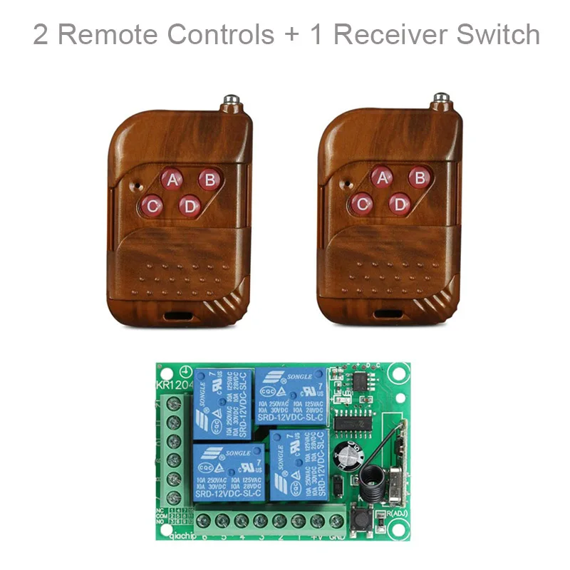QIACHIP 433 Mhz универсальный Беспроводной удаленного Управление переключатель DC 12 V 4 CH реле приемника модуль+ ВЧ передатчика 433 мгц дистанционного огни - Цвет: 2 RC and 1 Receiver