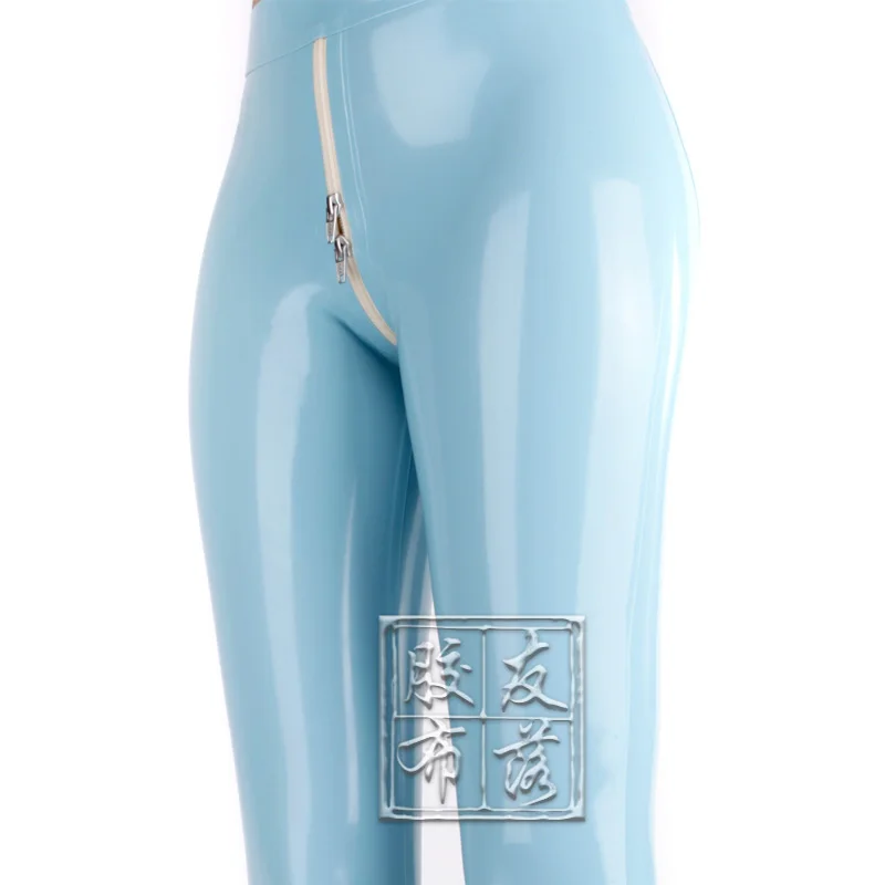 Women Latex Leggings 3D HIPS CUT CROTCH ZIP SKINNY LEGGINGS