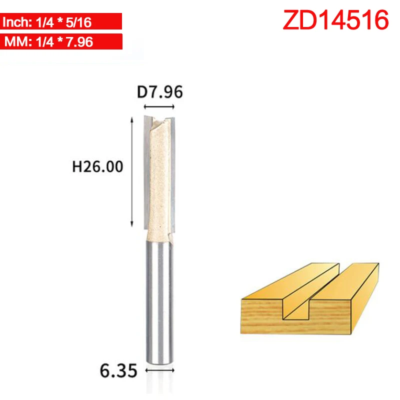 Tideway 1/" хвостовик 2 флейты прямой бит Деревообрабатывающие инструменты фрезы для дерева, карбида вольфрама Концевая фреза - Длина режущей кромки: ZD14516