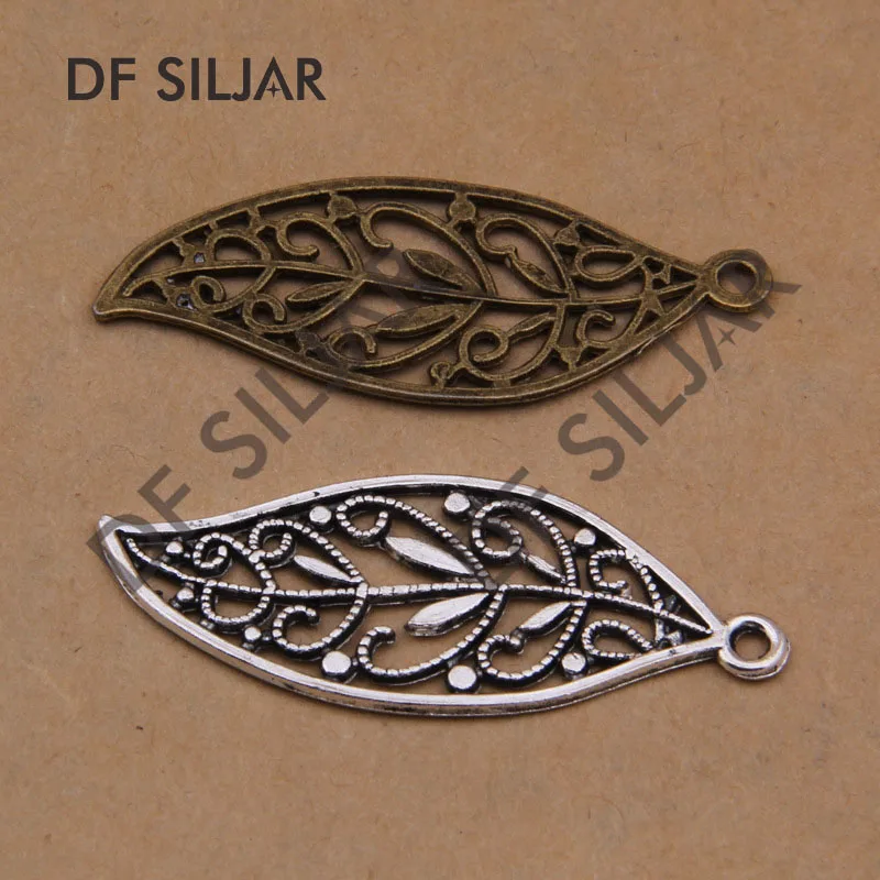

100pcs/lot Antique Bronze Silver Metal Vintage Flower Leaf Charm Bracelet Pendant Charms For Jewelry Making Findings D4102