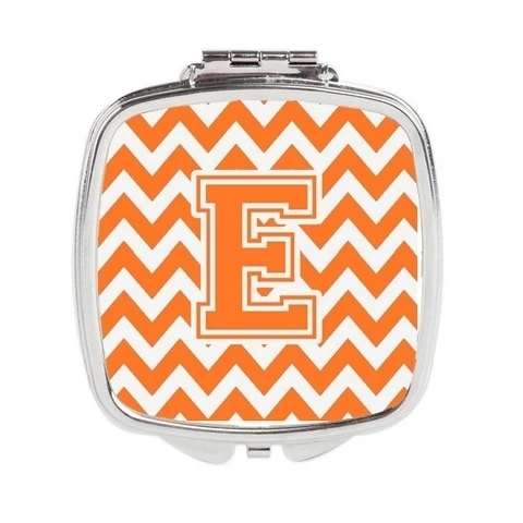 Carolines Treasures CJ1046-ESCM Letter E Chevron Orange & White Compact Mirror (1)