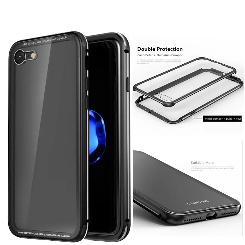 Luphie-Brand-Luxury-For-iphone-7-Plus-Case-Metal-Bumper-9H-Tempered-Glass-Back-Cover-Phone (4)