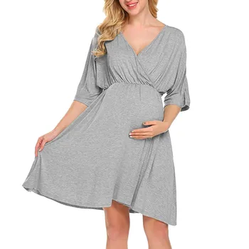 

Women Maternity Dresses Fashion V Neck Five Point Sleeve Leisure Pregnancy Dress Maternity Gown 2019 Ropa Premama Embarazadas