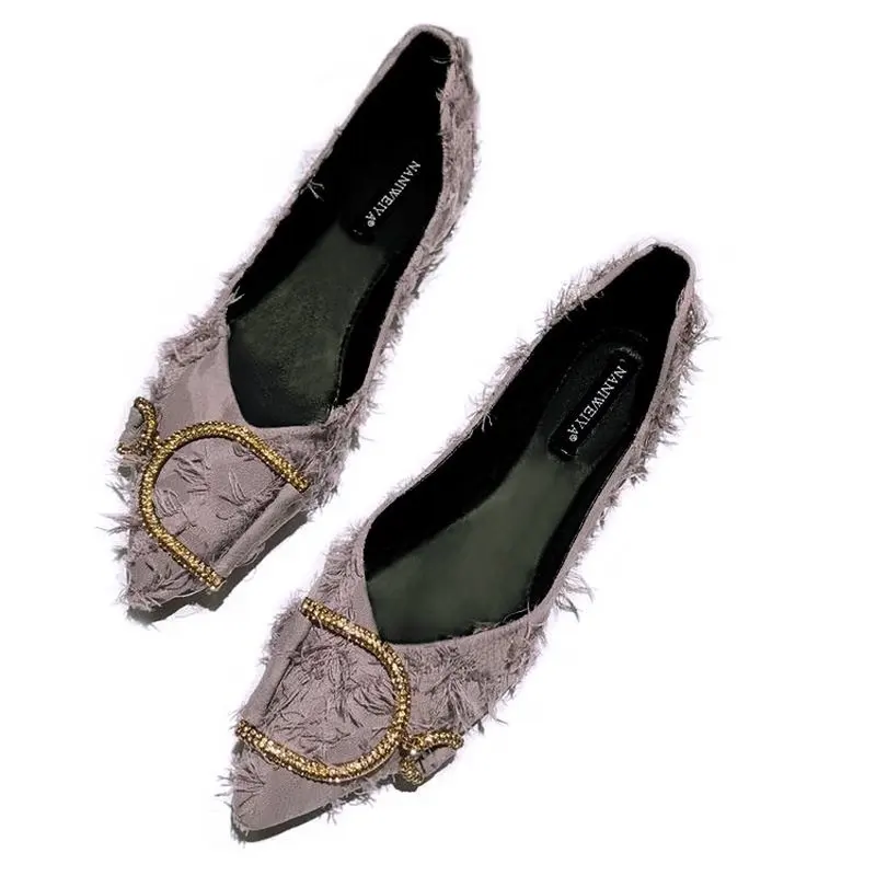 

flat women shoes 2018 New pointed single shoes flat-soled boat shoes autumn ladies shoes luxury designers loafers Pointed Toe