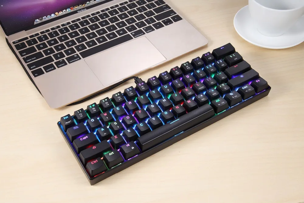 MOTOSPEED CK61 портативная механическая клавиатура 61 клавиша RGB подсветка пользовательское освещение с коробкой ось машина Разделение планшет Рабочий стол