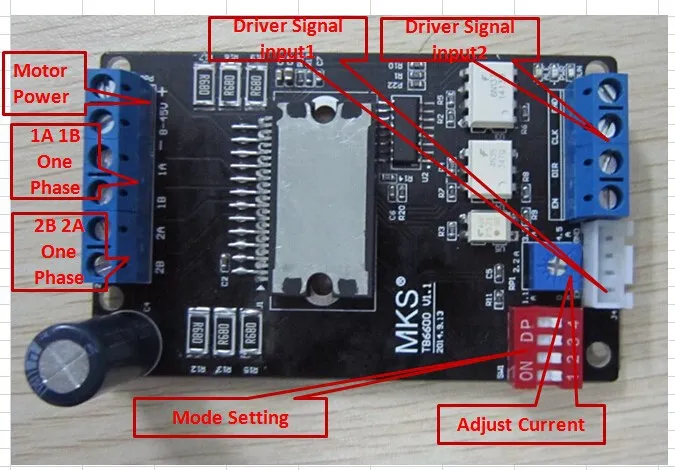 MKS TB6600 Драйвер шагового двигателя 3D принтер секционный драйвер часть ЧПУ TB6600 модуль драйвера TB 6600 двухфазный гибридный контроллер