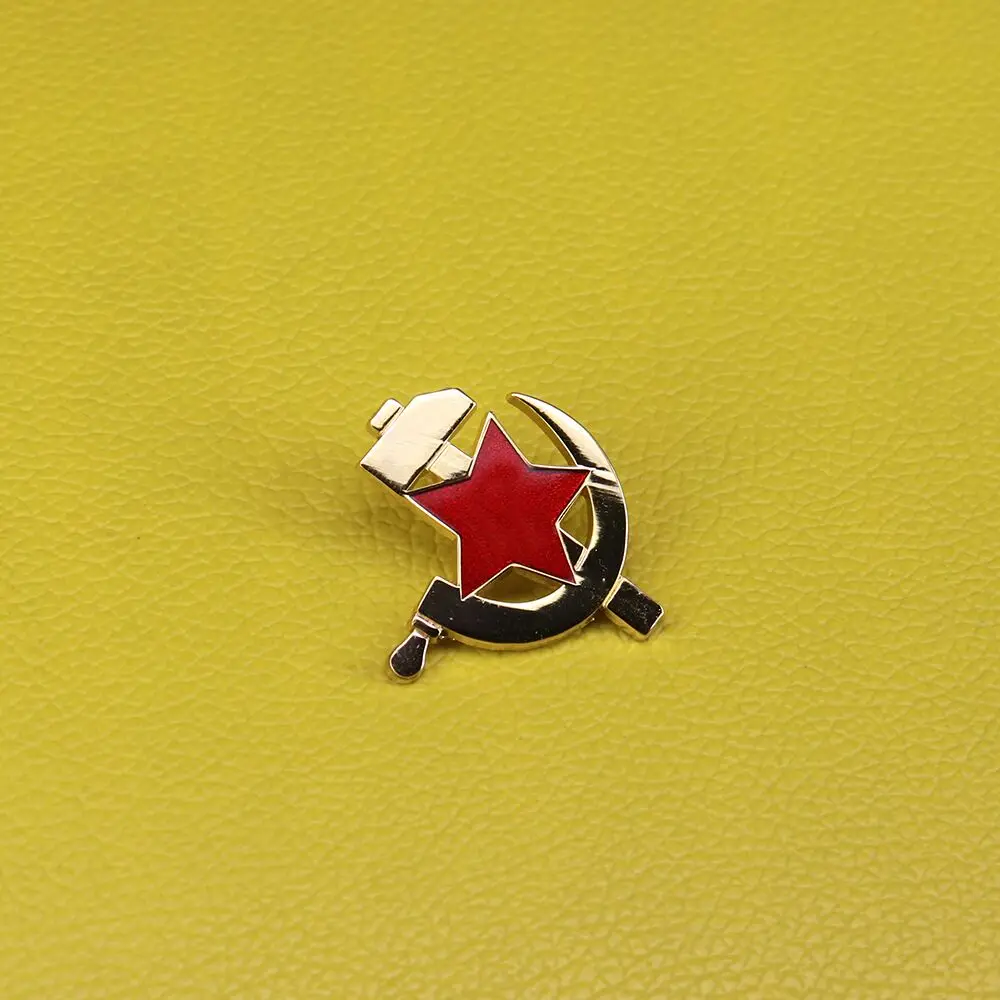 USSR red star pin sickle and hammer brooch Soviet Communism badge men patriot jewelry gift