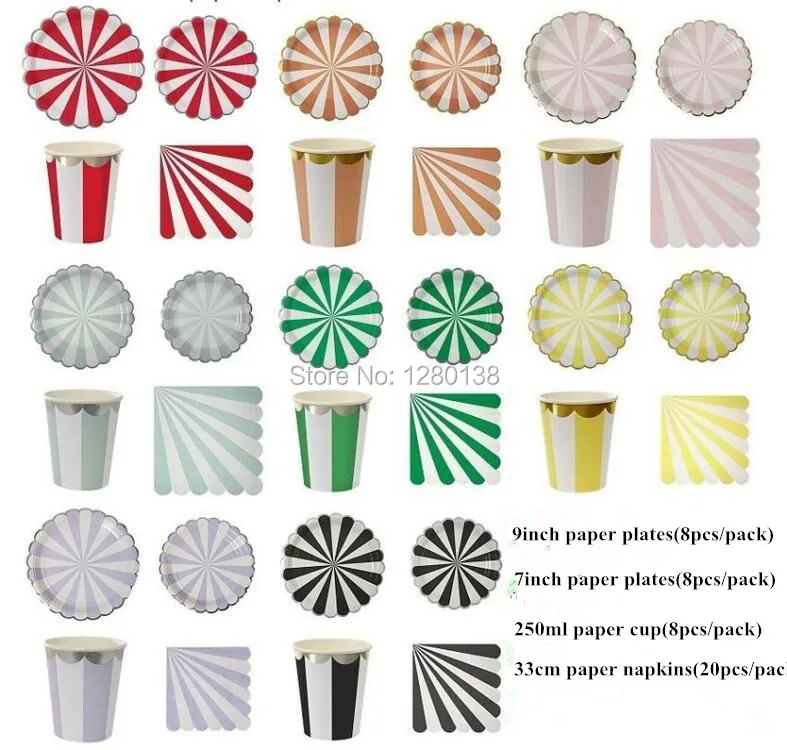 Compare Prices On Gold Disposable Plates Online Ping Low More Colors Striped Party Disposable Tableware Gold Silver Foil Edge Paper Plates Napkins And Cups