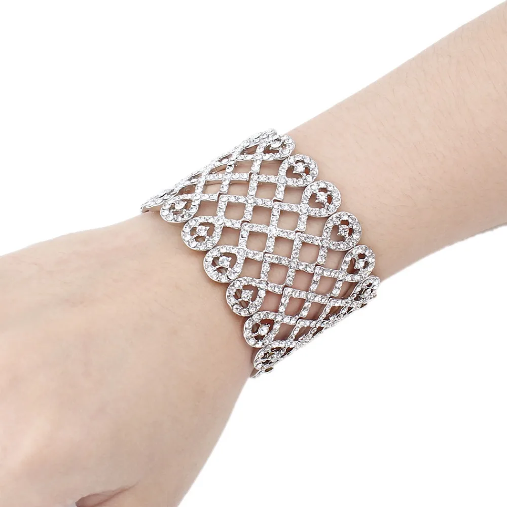 Bella Fashion Bridal Elastic Bracelets & Bangles Austrian Crystal