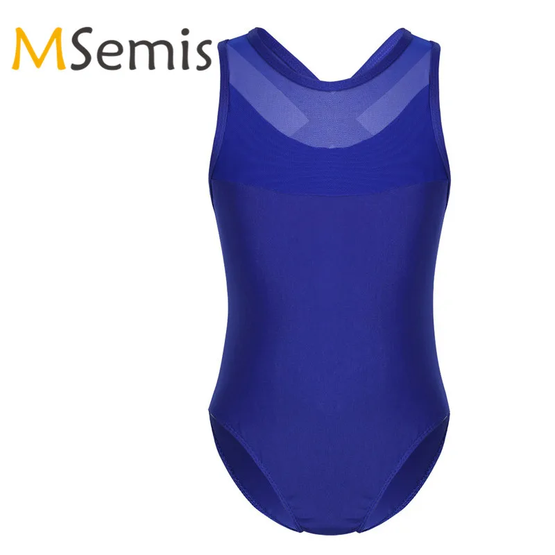 

Gymnastic Swimsuit for Girls Leotard Ballet Dress Gymnastics Dress Ballerina Mesh Splice Straps Criss-cross Cutout Back Ballet