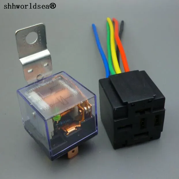 Shhworldsea водонепроницаемое 12V 24V 4Pin 5Pin 80A автомобильное реле с релейным разъемом для