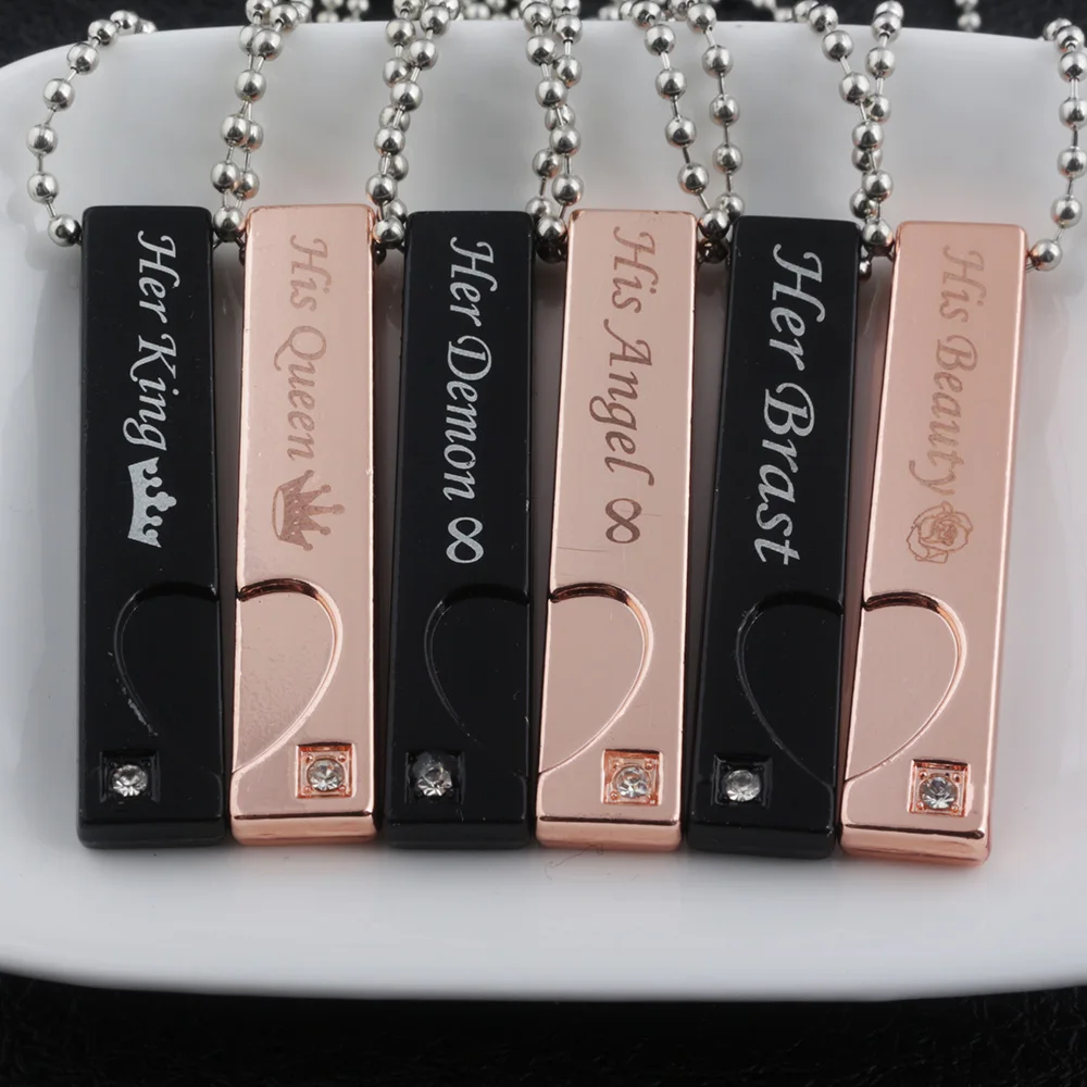 

6style Valentines Fashion jewelry Her King & His Queen His Angel Love Infinity Beauty & Beast Couple Necklaces Pendant