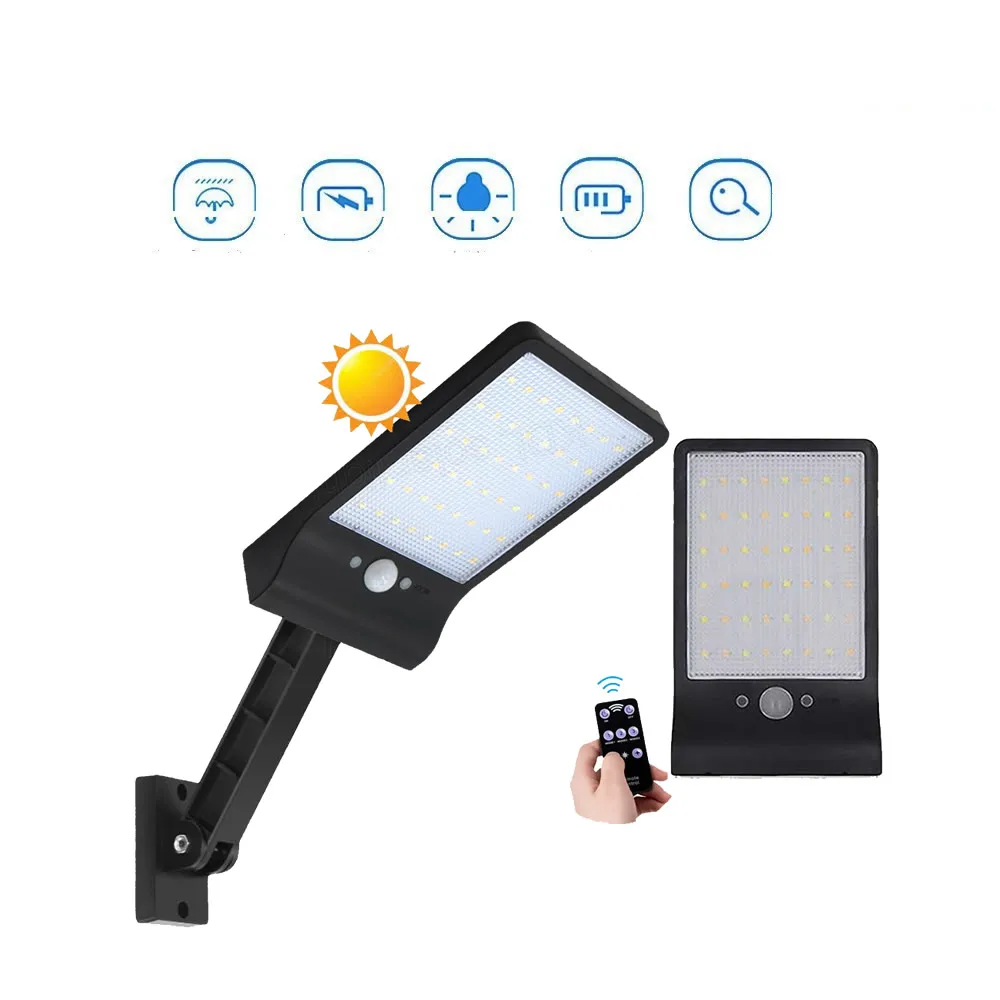 

remote control rotate bracket solar street light 48 leds LED Solar Power Street Light PIR Motion Sensor Lamps Waterproof Lamp Fo