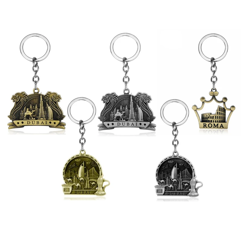 

Roma Keychain ,Dubai Key Chains,Metal Pendant Key Ring Bronze Silver Plate Trinket Women Men Souvenirs
