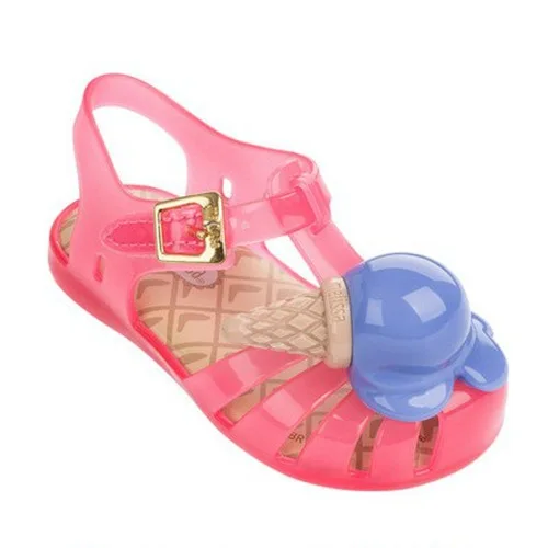 Mini Melissa/сандалии для девочек с мороженым; коллекция года; летние сандалии; обувь для дождливой погоды; сандалии Melissa; дышащая обувь с мягкой подошвой; римские сандалии - Цвет: Розовый