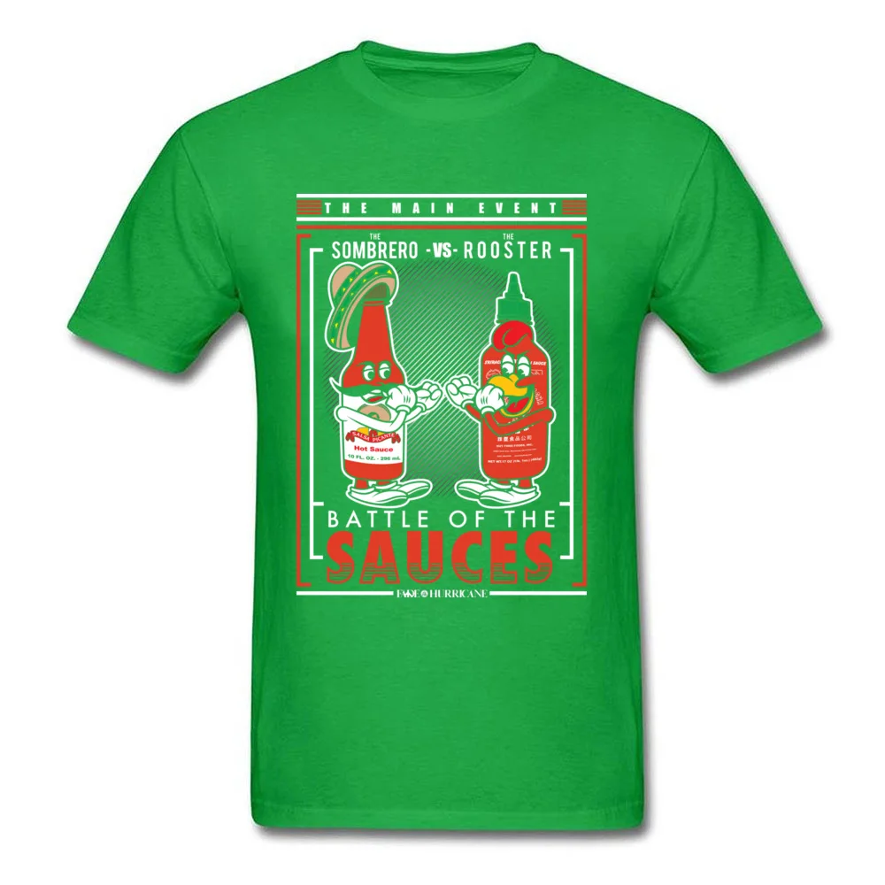 Battle Of The Sauces 100% Cotton Men Short Sleeve Tops Shirt Printed Summer Tshirts Customized Tshirts Hot Sale Crewneck Battle Of The Sauces green