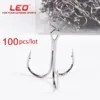 100pcs/box Leo Fishing Hooks  27438 Boxed White Treble Anchor Hook Barbed Fishing Accessories Pesca 1#-12# 1/0#-5/0# Lure Tool ► Photo 2/6